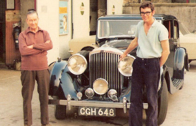 The Riddell family with the vintage Bentley CGH 648 outside the garage