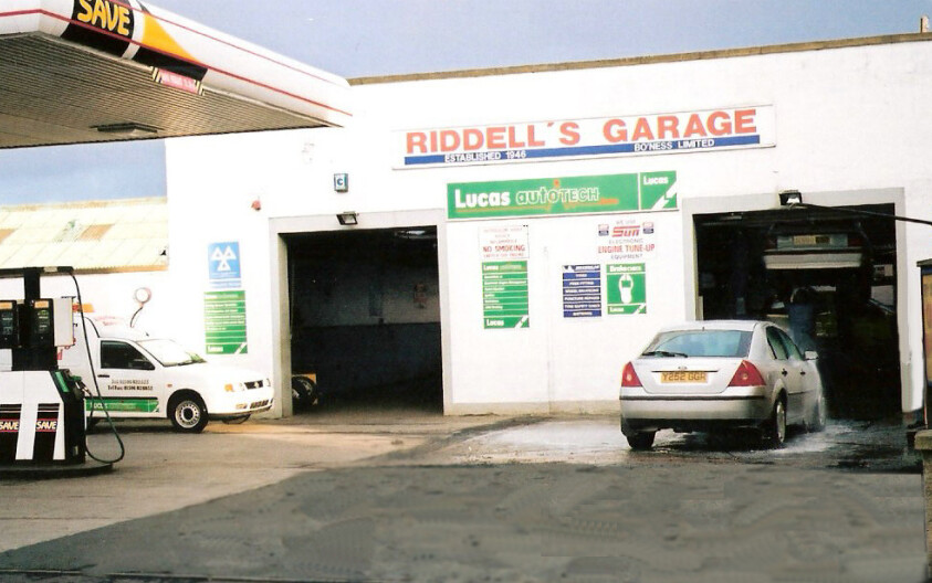 Riddell's Garage forecourt and workshop on Dock Street, Bo'ness